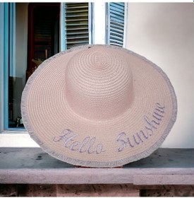 Resim Shopiolog Kadın Hasır Plaj Şapkası Natural Pink Sute Bucket Hat Plaj Havuz Pembe 