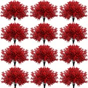 Resim 12 Adet Gerçek Dokulu Yapay Çilek Çiçeği Çiçek Takımları - Parlak Kırmızı Çiçekler, Kahverengi Çiçek Sapları ile - Düğünler, Tatiller ve Ev Dekoru için Mükemmel - Bahar ve Yaz Dekorasyonları, Noel, Cadılar Bayramı, Aziz Patrick Günü, Anneler Günü için İdeal - Dekoratif Çiçekler, Ev Dekoru için Yapay Çiçekler, Çanak Çömleği Dahil Değil, Dış Mekan Dekorasyonları, En İyi Noel, En Mükemmel Şükran Günü için 