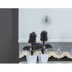 Resim Blind-x Açık Mavi Çift Mekanizmalı Kadife Sedef Nakışlı Tül Stor Perde Dayanıklı Alüminyum Kasa 