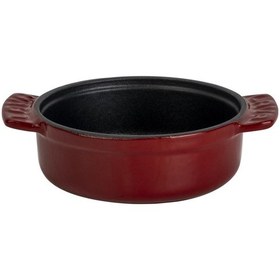 Resim Lava Döküm Yuvarlak Güveç Kabı Döküm Demir Yekpare Çift Kulplu Çap Ø 11cm.-bordo Bordo 