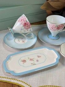 Resim Türk Kahve Fincanı Veronica Azure 2 Kişilik 6 Parça / Lokumluk / Çerezlik 