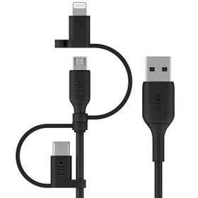 Resim Belkin CAC001BT1MBK Universal Kablo Micro USB USB-C Lightning Şarj Kablosu 