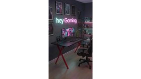 Resim Hey Modüler Mobilya 120 cm Gaming Profesyonel Oyuncu Masası Siyah Tabla, Kırmızı Metal Ayaklı Hey Gaming 