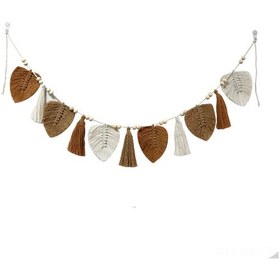 Resim Gajeena Ev Dekoru Pamuk Ipli El Örgü Yaprak Desenli Duvar Örtüsü, Akrilik Talaşlı, 15x150 Cm, Kahverengi - Otel, Ev, Oda Arka Planı 