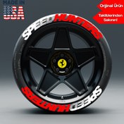 Resim bombtire Lastik Yazısı Speedhunters Çift Renk 4 Adet Araç Motorsiklet Lastik Sticker Etiket (MADE IN USA)® 