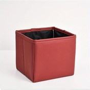 Resim Dashanshop Kırmızı Crimson Katlanır Sahte Deri Araç Çöp Kutusu Arka Koltuk Depolama Box Araç Organizer 
