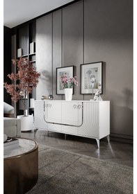 Resim ART KONSOL MDF MEBRAN KAPAK BEYAZ GÜMÜŞ 