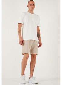 Resim Buratti % 100 Pamuk Regular Fit Normal Bel Müslin Erkek Short Cf25S657802 Bej 