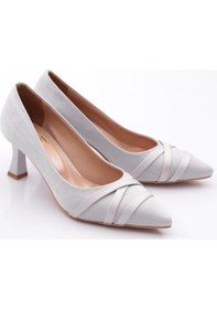 Resim Dgn 315 Kadin Sivri Burun Parmak Dekolteli Topuklu Ayakkabi 315-1918-R1296544 Gümüş 