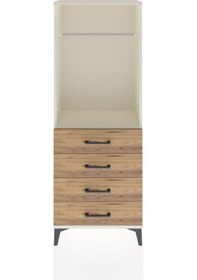 Resim Arges Dolap Tek Raflı 4 Çekmeceli Tek Askılı 60x30x163 Aytaşı-çam Aytası 