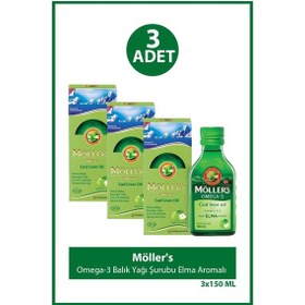 Resim Möller's Balık Yağı Şurubu Elma Aromalı 150 Ml 3 Adet 