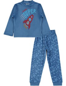Resim Supersoft 3-11 Yaş Pijama Takımı - Mavi - Mavi / 7-8 Yaş 