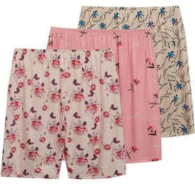 Resim Orta yaşlı ve yaşlı anneler için 3 adet büyük beden çiçek desenli yaz pijama pantolonu, kısa pantolon, ev pantolonu, gevşek ve ince yaz pantolonu, rahat 