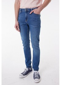 Resim Lee Malone Skinny Fit Dar Kesim Düşük Bel Çok Dar Paça Mavi Erkek Esnek Jean Denim Kot Pantolon L736AHKR Mavi 