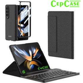 Resim CEPCASE Samsung Galaxy Z Fold 3 Kılıf Standlı Bluetooth Klavyeli Foldable Magnet Stand Keyboard Set Kılıf 