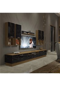 Resim Decoraktiv Trendstyle 8da Mdf Tv Ünitesi Tv Sehpası Pera - Siyah Mermer 