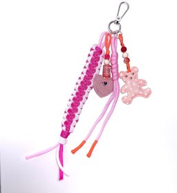 Resim She Sells El Yapımı Paracord Çanta Charmı Kalp, Ayıcık, Yıldız, Nazar Boncuğu Ve Dekoratif Boncuklu Pembe 