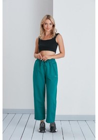 Resim Basic Model Bol Paça 2 İplik Eşofman Altı Yeşil-yeşil Yeşil 