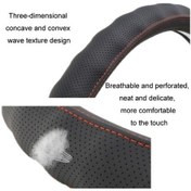 Resim Pazly Erkekler Ve Kadınlar İçin 45cm Kaymaz Araba Kamyon Deri Direksiyon Kılıfı Kolu - Siyah Siyah 