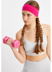 Resim Kadın %100 Pamuklu Penye, Kaymaz, Terletmez, Ultra Hafif, Spor Saç Bandı Bandana - Tek Ebat / Fuşya Fuşya 