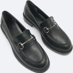 Resim Mirth Siyah Kadın Loafer Toka Detaylı Mat Suni Deri Makosen Günlük Ayakkabı Siyah 