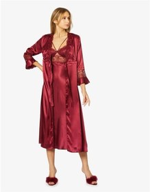 Resim Pierre Cardin Kadın Altılı Saten Çeyiz Seti 6025 - Bordo 