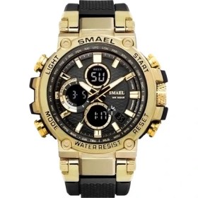 Resim Hanyang Altın Smael Çift Zamanlı LED Dijital Saat Erkekler Için Hafta Tarihi Su Geçirmez Kuvars Saatler Askeri Spor Kronometre Часы Relogio Reloj Turuncu (Yurt Dışından) 