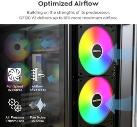 Resim MONTECH GF120 V2 ARGB 120mm Kasa Fan - Şık ve Minimalist Tasarım, Yüksek Hava Akışı, Hidrolik Rulman, Sessiz Performans, Canlı ARGB Aydınlatma, Siyah 