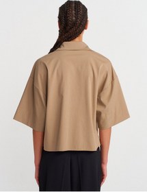 Resim Dilvin 50495 Oversize Cepli Gömlek-camel CAMEL 