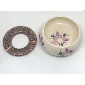 Resim Lebron Mor Çiçek Desenli Seramik & Metal Kül Tablası 