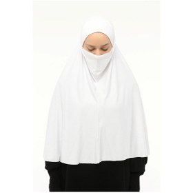 Resim Altobeh Hazır Türban Peçeli Pratik Eşarp Tesettür Nikaplı Hijab - Namaz Örtüsü Sufle 3xl - Beyaz Beyaz 