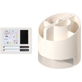 Resim Geeksen Renkli Abs Plastik Kalemlik Seti - Beyaz, Pembe, Siyah 12x12x13cm Silinebilir İşaretleyiciler Dahil Beyaz 