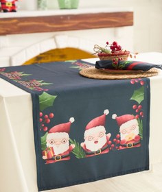 Resim AYSHome Yılbaşı 3 Noel Baba Desenli Lacivert Runner 