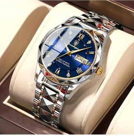 Resim Fochsia Poedagar Erkek İş Ve Günlük Kullanım Kol Saati Paslanmaz Çelik Kordonlu Kuvars Takvim Haftası Mavi Diğer 