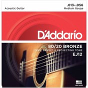 Resim D'Addario EJ12 80/20 Bronze Akustik Gitar Teli (13-56) 