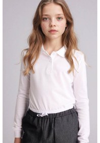 Resim Defacto Basic Beyaz Kız Çocuk Polo Yaka T-shirt J0010a6/wt34 