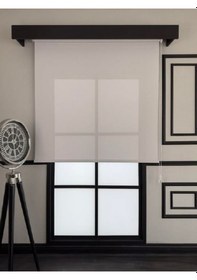 Resim Modern Düz Ekru Zebra Stor Güneşlik Etek Dilimsiz Stor Perde Ekru 