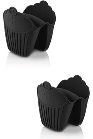 Resim STOREMAX 2 Adet Silikon Fırın Eldiveni Isı Yalıtımlı Kaymaz Mikrodalga Fırın Tencere Tepsi Siyah (SİYAH) 119 