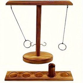 Resim Ahşap Çengel ve Halka Oyunu, Klasik Bar İçki Oyunu, Dayanıklı Ahşap Yapı, Aile Eğlencesi, Parti Malzemeleri, Tatil Hediyesi, 29.97 cm 