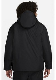 Resim Nike Sportswear Therma-fit Woven Tech Insulated Full-zip Hoodie Bol Kalıp Erkek Ceket Siyah 