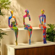 Resim Oda Dekoru 3 Parça Soyut Düşünme Figürleri Heykel Seti, Reçine Üretimi, Modern Sanat Heykelleri Ev ve Ofis Dekoru, İç Mekan Tasarım Vurguları, DIY Dekorasyon 
