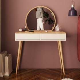 Resim Bimossa A10 Lucy Çekmeceli Makyaj Masası - Meşe - Kumtaşı 