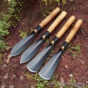 Resim 2'li Paket Ağır Hizmet Tipi Manganez Çelik Bahçe Kürekleri - 32 cm Ergonomik Ahşap Saplı Kazma Araçları Çiçek ve Sebze Bahçesi için Dayanıklı Metal Küreklere, Dış Mekanda Bitki Dikimi, Yabani Otları Temizleme, Toprak Gevşetme (Elektrik Gerekmez), Kürek Bahçe Aracı 
