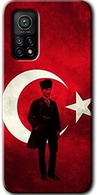 Resim MRCİLETİSİMmrc-129118 Atatürk Bayrak Kılıf Kapak Hayalet Ekran Yandan Gözükmez Xiaomi Mi 10T ile uyumlu 