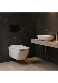 Resim Turavit Luna Beyaz Kanalsız Asma Klozet Ln5610 Nkp Duroplast Yavaş Kapak, Creavit Terra Gömme Rezervuar Set Diğer 