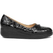 Resim Celal Gültekin Kadın Siyah Kroko Dolgu Topuklu Rugan Deri Ayakkabı 