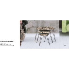 Resim Zigon Osm Elips Model Metal V Ayak Ahşap Mermer Tabla Itinalı Pak 