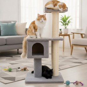 Resim Reyo Pet Kulubeli Stepli Kedi Tırmalaması Gri 