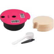 Resim ICafilas 50 Filtre Kağıdı Yeniden Kullanılabilir Filtre Pembe 60ML 