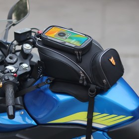 Resim Motorsiklet Yakıt Tankı Çantası, Dokunmatik Ekran Navigasyon Lokomotif Motorsiklet Seyahat Depolama Çantası 